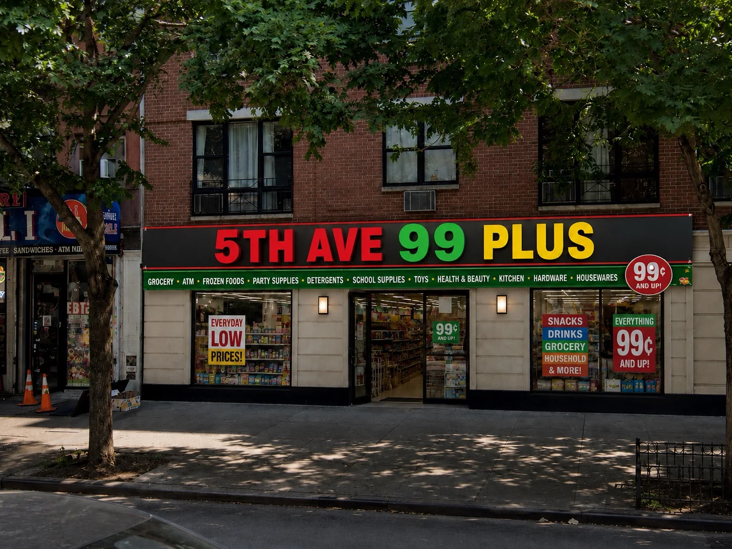 5th Ave 99 Plus discount store storefront in East Harlem, New York
